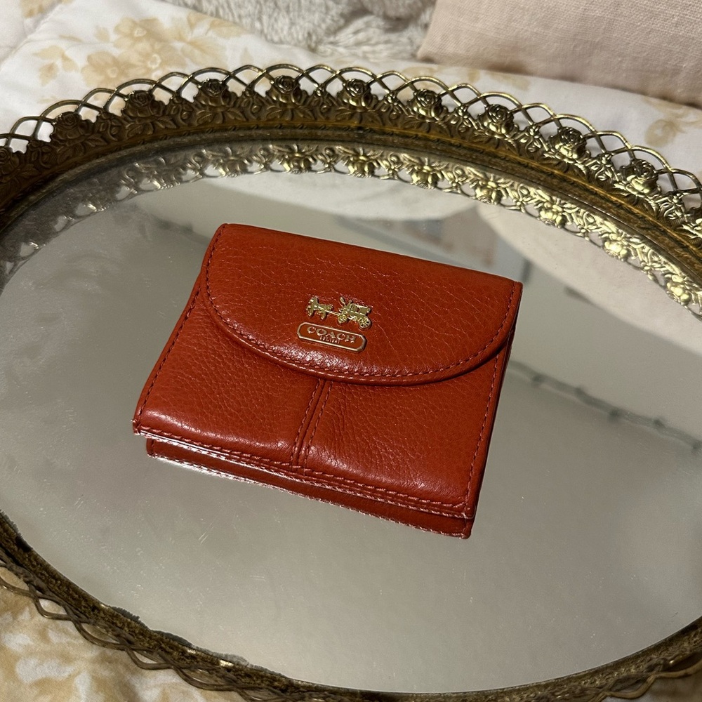 Coach Orange Leather Compact Wallet
